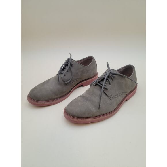 Polo Ralph Lauren Men Gray Nubuck Leather Derby Oxford Shoes Brick Red Sole 8D main image 9